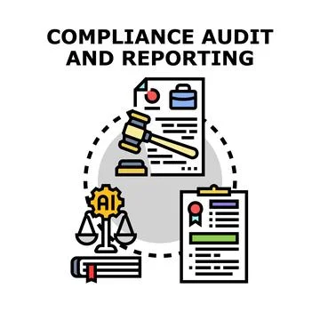 Compliance audit and reporting process with artificial intelligence Stock Illustration