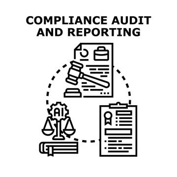 Compliance audit and reporting process with artificial intelligence Stock Illustration