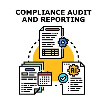 Compliance audit and reporting process illustration 스톡 일러스트