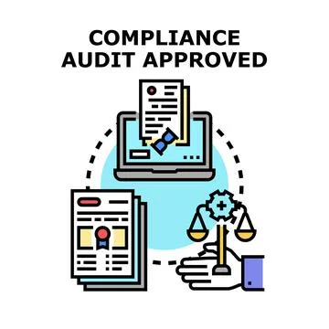 Compliance audit approved concept with document processing Stock Illustration