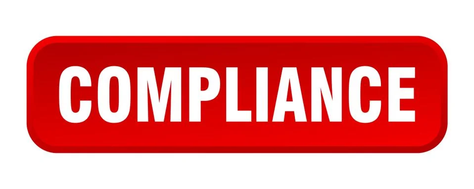 Compliance button. compliance square 3d push button 스톡 일러스트