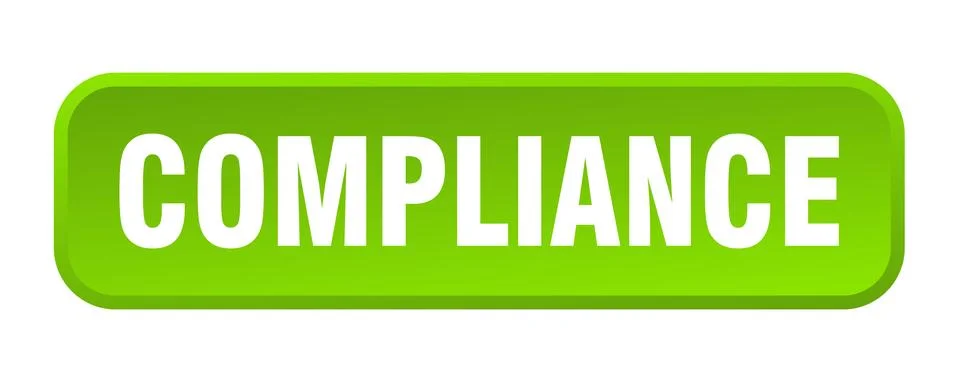 Compliance button. compliance square 3d push button Illustrazione stock