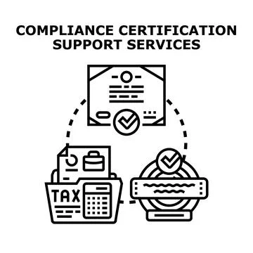 Compliance certification support services concept illustration Illustrazione stock