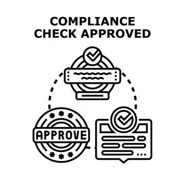 Compliance check approved ensuring quality and verification Stock Illustration