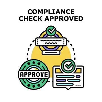 Compliance check approved ensuring quality and verification Stock Illustration