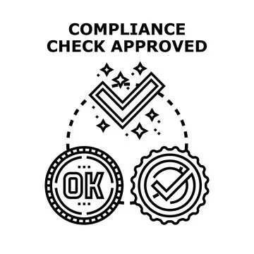 Compliance check approved with verified quality standards Stock Illustration