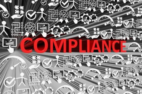 COMPLIANCE concept blurred background 3d render illustration Stock Illustration