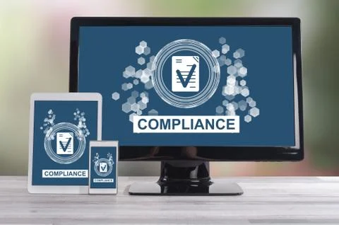 Compliance concept on different devices 스톡 사진