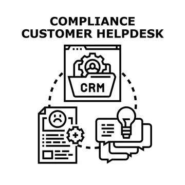 Compliance customer helpdesk assisting clients with problem solving Stockillustratie