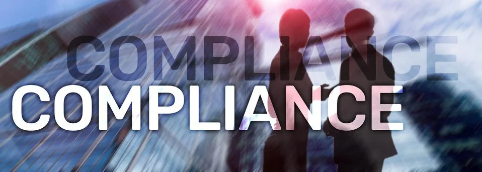Compliance diagram with icons. Business concept on abstract background. Stock Photos