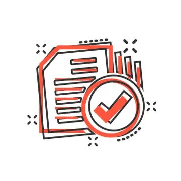 Compliance document icon in comic style. Approved process vector cartoon illu イラスト素材