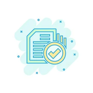Compliance document icon in comic style. Approved process vector cartoon illu イラスト素材