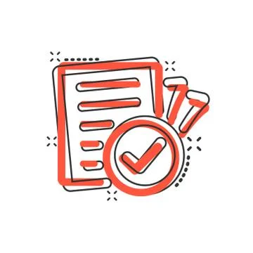 Compliance document icon in comic style. Approved process vector cartoon illu イラスト素材