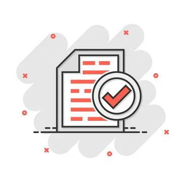 Compliance document icon in comic style. Approved process vector cartoon illu イラスト素材