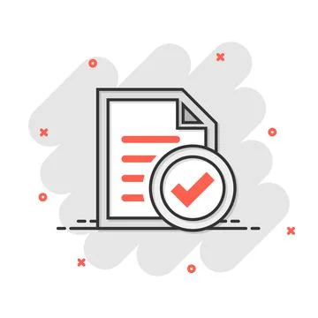 Compliance document icon in comic style. Approved process vector cartoon illu イラスト素材