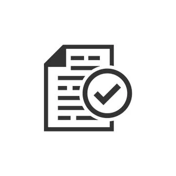 Compliance document icon in flat style. Approved process vector illustration  Stock Illustration