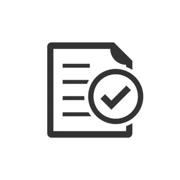 Compliance document icon in flat style. Approved process vector illustration  Stock Illustration