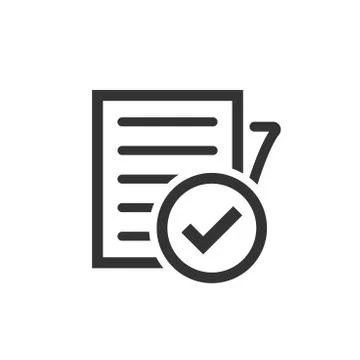 Compliance document icon in flat style. Approved process vector illustration  Illustrazione stock