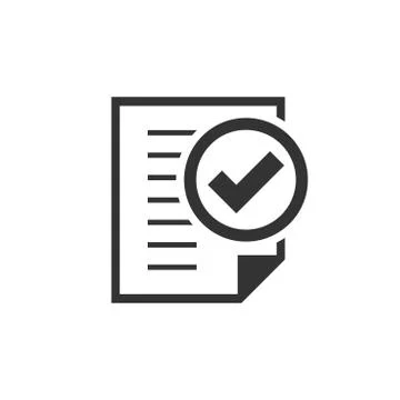 Compliance document icon in flat style. Approved process vector illustration  Stock Illustration