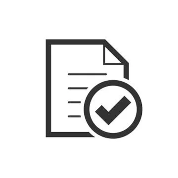 Compliance document icon in flat style. Approved process vector illustration  Illustrazione stock
