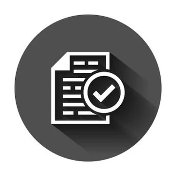 Compliance document icon in flat style. Approved process vector illustration Illustrazione stock