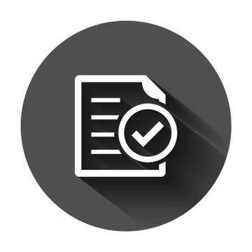 Compliance document icon in flat style. Approved process vector illustration Stock Illustration
