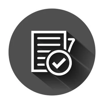 Compliance document icon in flat style. Approved process vector illustration Illustrazione stock