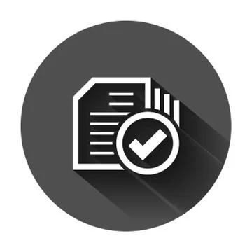 Compliance document icon in flat style. Approved process vector illustration Illustrazione stock