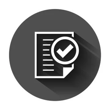 Compliance document icon in flat style. Approved process vector illustration Stock Illustration
