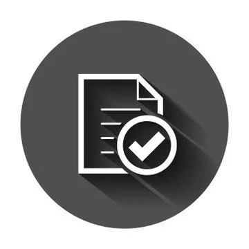 Compliance document icon in flat style. Approved process vector illustration Stock Illustration