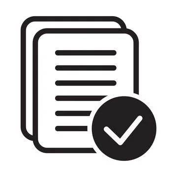 Compliance document icon in flat style. Approved process vector. Stock Illustration
