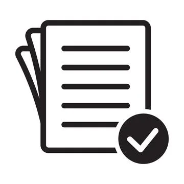 Compliance document icon in flat style. Approved process vector. Stock Illustration