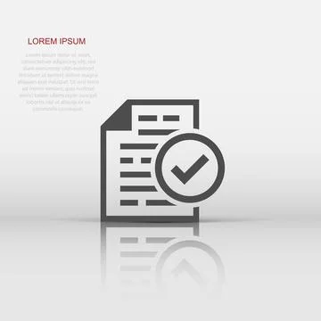 Compliance document icon in flat style. Approved process vector illustratio.. Stock Illustration