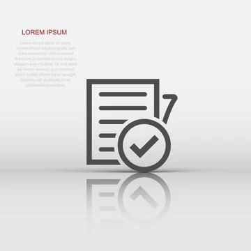 Compliance document icon in flat style. Approved process vector illustratio.. イラスト素材