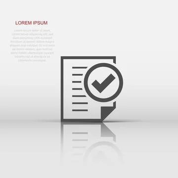 Compliance document icon in flat style. Approved process vector illustratio.. Stock Illustration