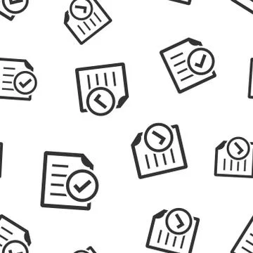 Compliance document icon seamless pattern background. Approved process vector Stock Illustration