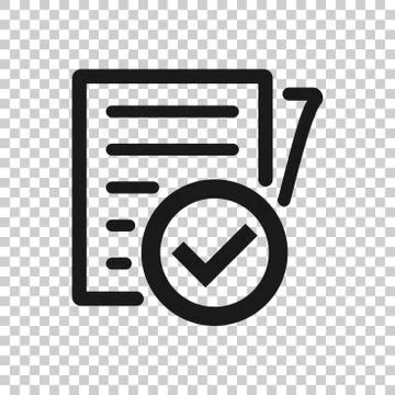 Compliance document icon in transparent style. Approved process vector illust Stock Illustration