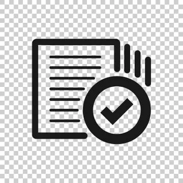 Compliance document icon in transparent style. Approved process vector illust Stock Illustration