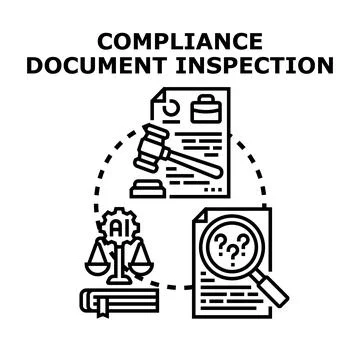 Compliance document inspection process, audit, legal analysis Stock Illustration