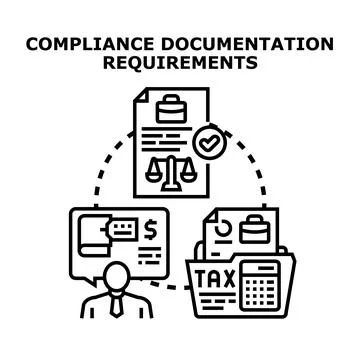 Compliance documentation requirements concept vector illustration Illustrazione stock