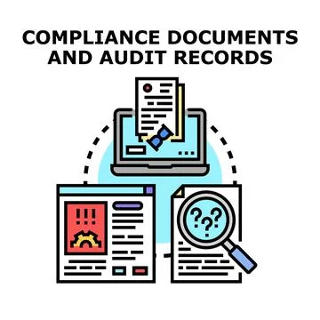 Compliance documents audit records and regulatory review イラスト素材