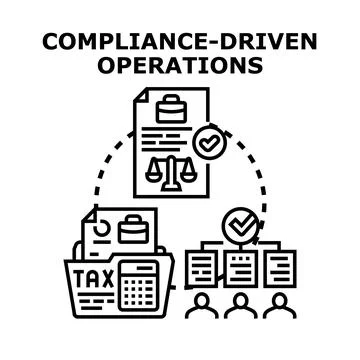 Compliance driven operations concept illustrating regulatory process Stock Illustration