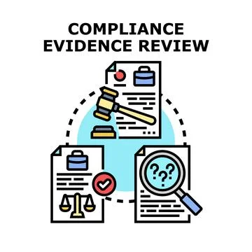 Compliance evidence review process and regulation Illustrazione stock