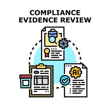 Compliance evidence review process detecting regulatory standards Stock Illustration