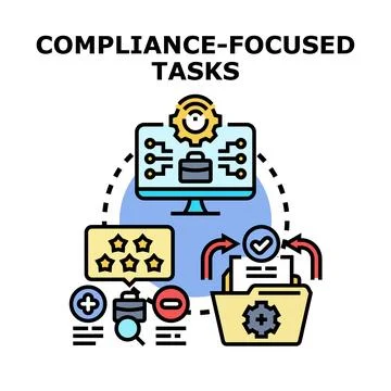 Compliance focused tasks management and regulatory approval process Illustrazione stock