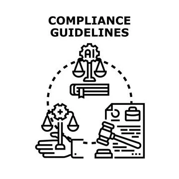 Compliance guidelines regulating artificial intelligence and legal frameworks 스톡 일러스트
