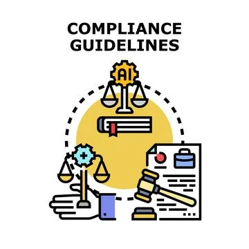 Compliance guidelines regulating artificial intelligence and legal frameworks Stock Illustration