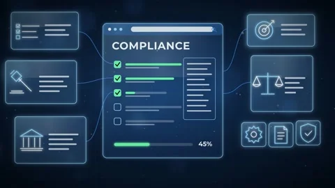 Compliance Hologram Display Digital Interface Animation Futuristic Tech Stock Footage 347289486