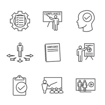 Compliance Instruction - Testing Icons with Instructor teaching Worker Studen Stock Illustration