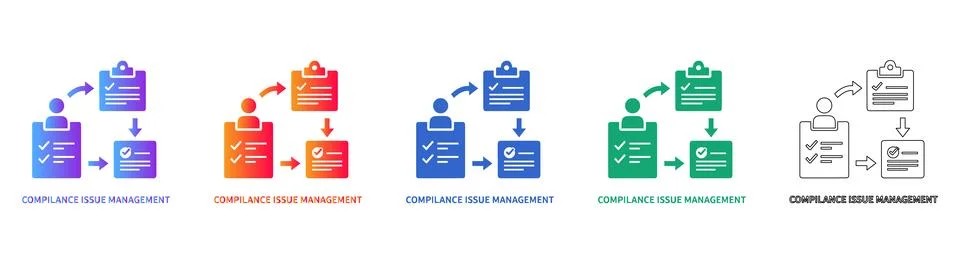 Compliance Issue Management Process Flow Icons Stock Illustration